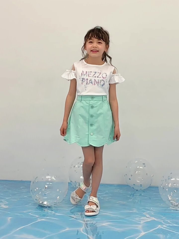 海モチーフロゴ刺しゅう 半袖Tシャツ(100cm オフ ホワイト