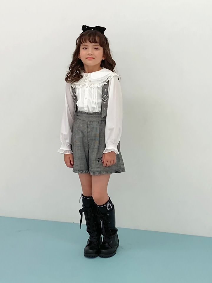 吊りつきチェックショートパンツ(110cm 黒): キッズ - ナルミヤ