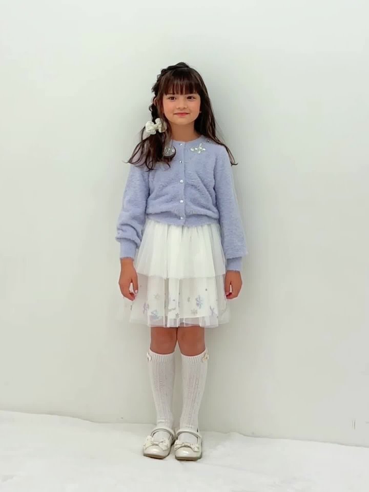 雪の結晶刺しゅう チュールスカート(100cm 紺): キッズ - ナルミヤ 