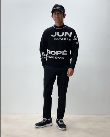 JUN&ROPÉ MEN / BIGロゴグラフィック長袖ニットプルオーバー (トップス