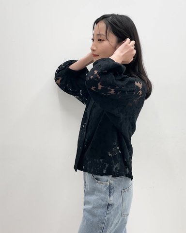 JAYRO(ジャイロ) / フラワー刺繍レースクルーネックカーデ