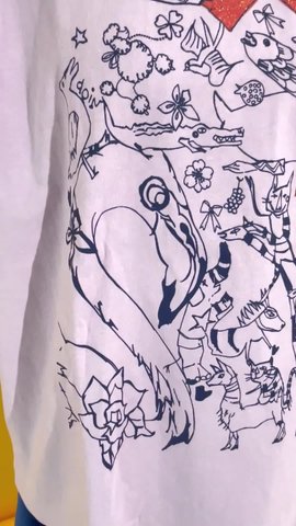 141670：手描き風アニマルメルヘン柄Tシャツの通販-ScoLar